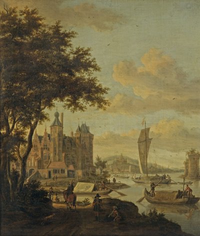 Scène de plage hollandaise avec navires - Abraham Storck